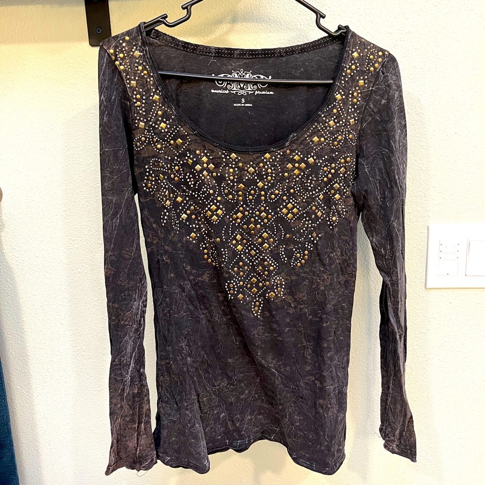 Charcoal long sleeve Small Maurice’s embellishments boho
